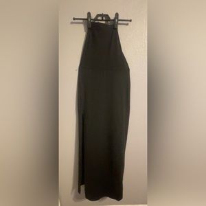 Long backless black dress #5
